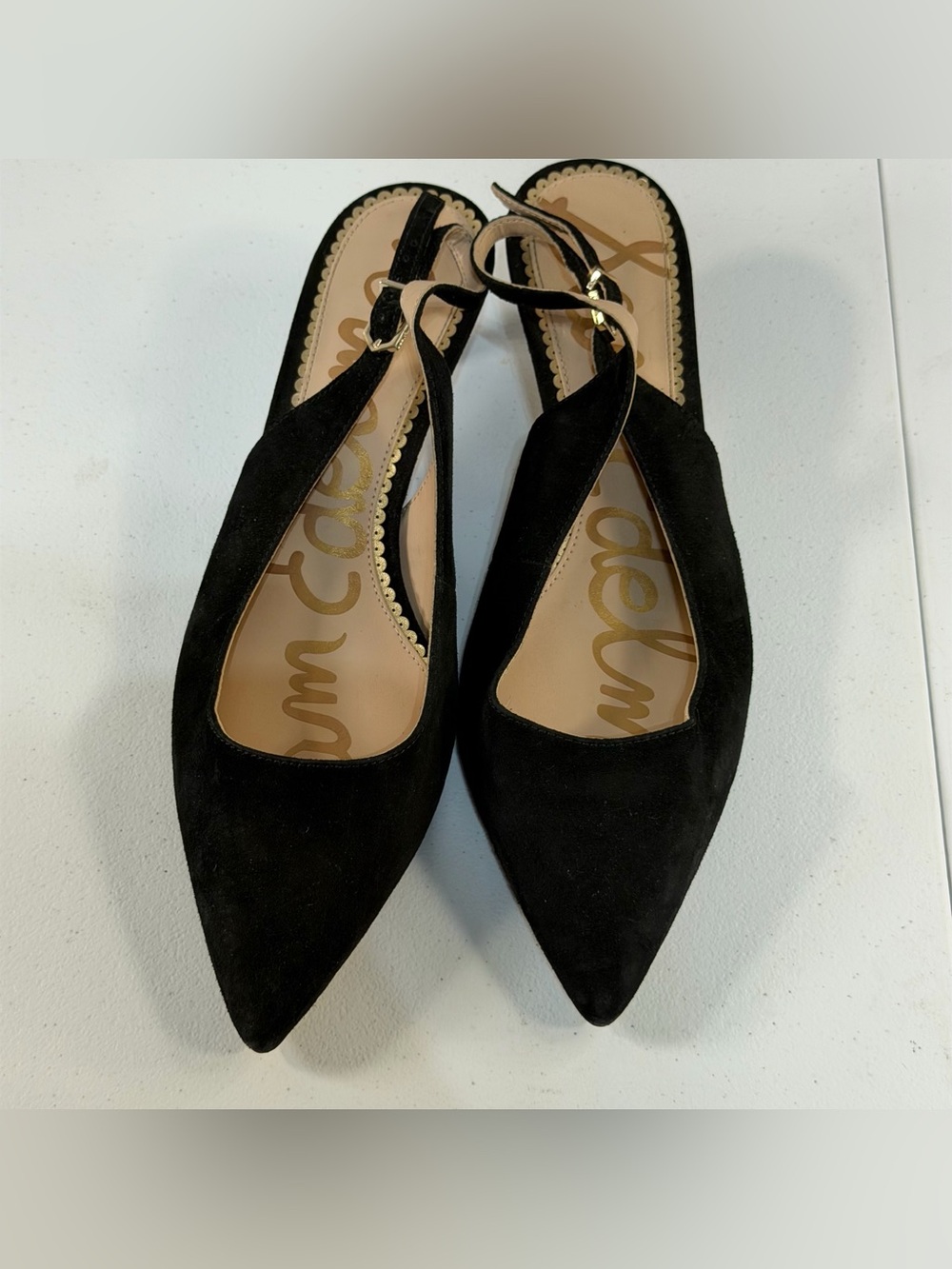 Sam Edelman Ludlow Suede Black Kitten Heels Pointed Toe Sling back Women’s 9.5 - Picture 2 of 4